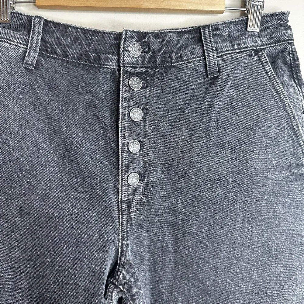 Madewell Curvy Super Wide Leg Jeans Women's 30 Black Denim Button Fly Flare Y2K - Picture 5 of 15